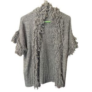 Vertical design size M boho festival fringe open cardigan.
